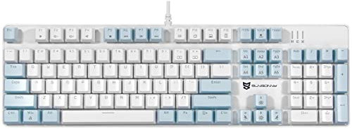 Qisan Mechanical Gaming Keyboard Wired Ice Blue Led Backlit Keyboard Brown Switch Full Size 104 Keys US Layout | Computer Keyboard | Gaming Accessories | Mechanical Keyboard | Ergonomic Keyboard
