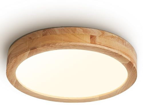 Baerolc LED Deckenleuchte Holz, 30CM Deckenlampe LED Lampe Küche 20W 4500K Neutralweiß Runde Deckenleuchten Moderne Deckenlampe holz für Schlafzimmer/Büro/Küche/Kinderzimmer/Flur/Balkon