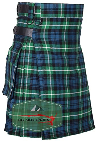 All Kilts Sports Utility-Kilt für Herren aus Acrylwolle mit Lederriemen (Lamont Ancient, 30'')