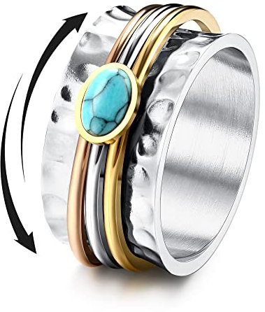 Morfetto Edelstahl Spinner Ringe Fidget Band Ringe Mond Stern Blume Schmetterling Angst Ringe für Frauen Männer 13