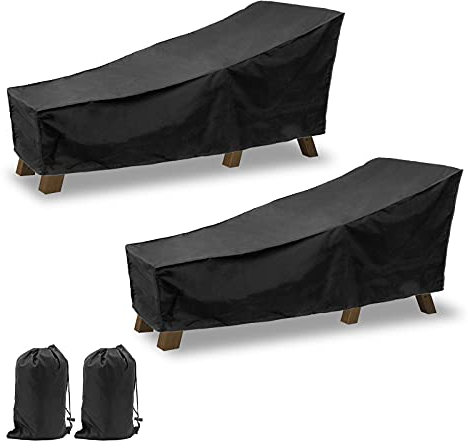 2 Stück Gartenliege Abdeckung Wasserdicht, Schutzhülle Gartenmöbel Winterfest, Schutzhülle für Sonnenliege, Liegestuhl, mit Aufbewahrungstasche Winddicht, UV-Schutz, 210 x 75 x 80 cm