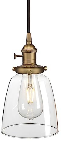 Yosoan Industrial Vintage Hängeleuchte Deckenleuchte Loft Bar Küche Kronleuchter, Glas Hängeleuchte für Schlafzimmer, Wohnzimmer, Esszimmer (Gold)
