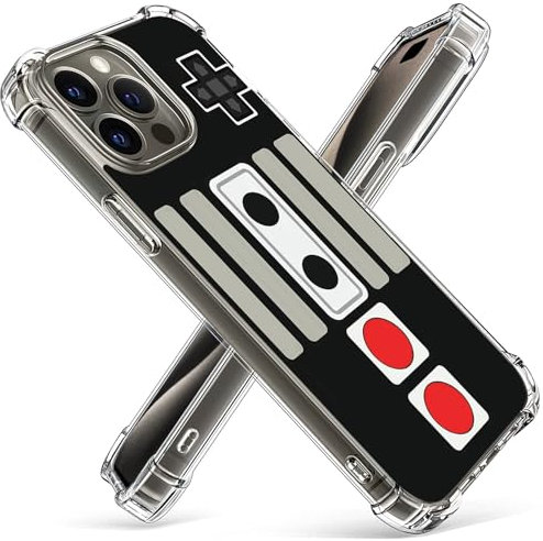 Gifun Game Case for iPhone 15 Pro, Hard PC+TPU Bumper Clear Protective Design Case Compatible with iPhone 15 Pro 6.1 inch - Retro Arcade Game