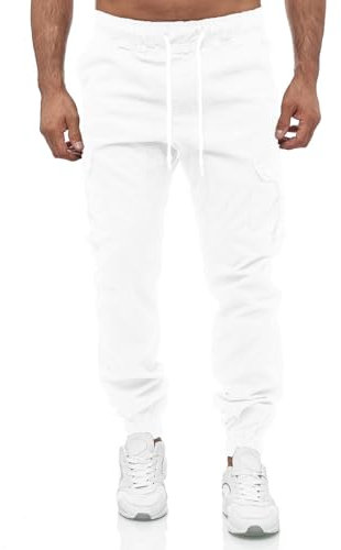 Tazzio Herren Cargohose 16610 – Cargo Jogger Chino Hose Regular Fit mit Stretch Baumwollmischung – Freizeit Jeanshose Weiß, L
