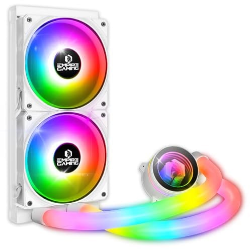 EMPIRE GAMING – Guardian P-W240 Watercooling AIO PC Gamer - Raffreddamento CPU Liquido ARGB 3 Pins 5V - 2x120MM - Intel LGA 1700/1200/115X/1366/2066/2011,AMD AM5/AM4 - Bianco