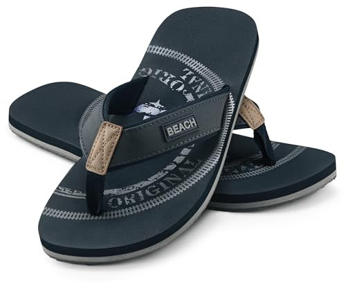 Flip-On Herren Zehentrenner | Flip | Badelatschen | Strandschuhe | Zehenstegpantolette | ZT3, Farbe:Original Schwarz, Gr.:41 / UK 7-7.5