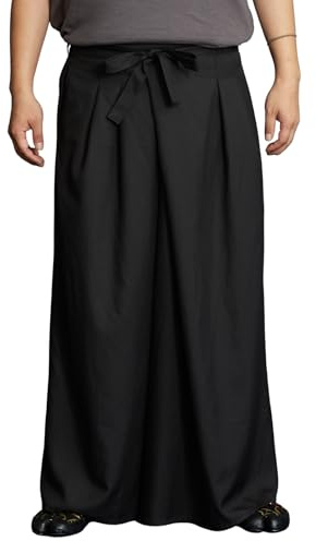 [倭物や Kaya] Hakama - Long Culotte-Like Japanese Garment Gallant/Japanese Classical Bottoms 7CA-1101 Men's Black