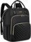 17.3 Pollice Quilted Convertible Laptop Zaino, Borsa Zaino Da Lavoro, Grande Capacità Nurse Bag Zaino Insegnante, Impermeabile Casual Daypack Computer Bag,Nero