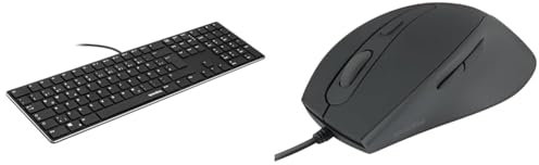 Speedlink Riva Scissor Keyboard & AXON Silent & Antibacterial Mouse - leise Computer Maus mit Kabel und antibakterieller Oberfläche, USB Maus Silent kabelgebunden, 5 Tasten, bis 2400 DPI, schwarz