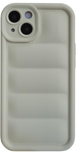 SNZ Case for iPhone 14 Plus, Puffer Jacket Design Soft Slim TPU Protective Cover withCamera Protection,Durable Phone Case, [Anti-yellowing] Shockproof Flexible iPhone 14 Plus Case (White) ﻿