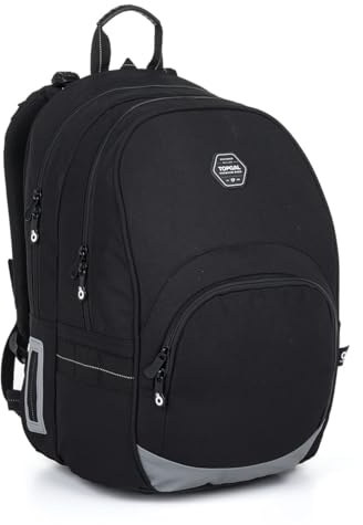 TOPGAL KIMI Schulrucksack ab der 2. Klasse (ca. 125 cm), ergonomisch & leicht, wasserabweisend, mit reflektierenden Elementen, 26 L Schulranzen mit Brustgurt & Rückenpolsterung (Schwarz)