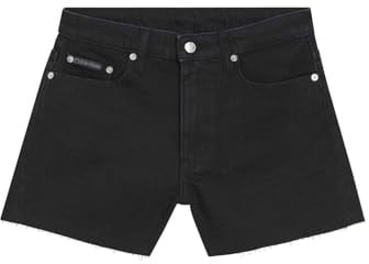 Calvin Klein Damen Jeans Shorts Mom Fit, Schwarz (Denim Black), 27W