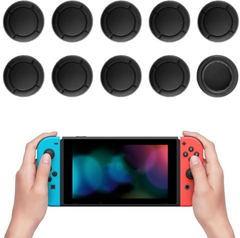 5 Pares de Tapas de Silicona para Joystick del Nintendo Switch - Protectores de Agarre para Pulgares en Negro - Mejora el Control y la Experiencia de Juego - Compatible con Switch, Lite y OLED