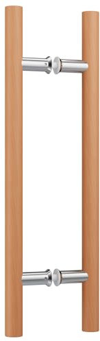 Ranbo 12 Length Beech Wood Double Sided Push Pull Handle,H Shape Door Handle Bar, Fits Glass Shower and Wood Barn Door, Ideal for Bathroom Spa Sauna Front Doors