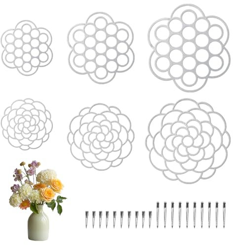 OYEFLY Blumenarrangement-Halter, Metall-Blumengitter für Vasen, Blumenarrangements, Kunst, 6 Stück (10,2 cm, 12,7 cm, 15,2 cm, 15,2 cm,