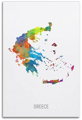 Reise-Aquarellkarten-Poster, Griechenland-Poster, dekorative Malerei, Leinwand, Wandposter und Kunstdruck, moderne Familienschlafzimmer-Dekoration, Poster, 60 x 90 cm