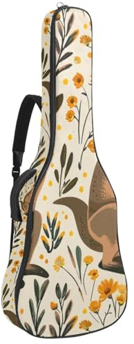 43 Zoll Akustikgitarre Softcase mit Rucksackgurt und 2 Taschen Herbst Kängurus Keine Polsterung Rucksack Wasserdicht Oxford Tuch Bassgitarre Gigbag für Konzertgitarre, mehrfarbig, Einheitsgröße,