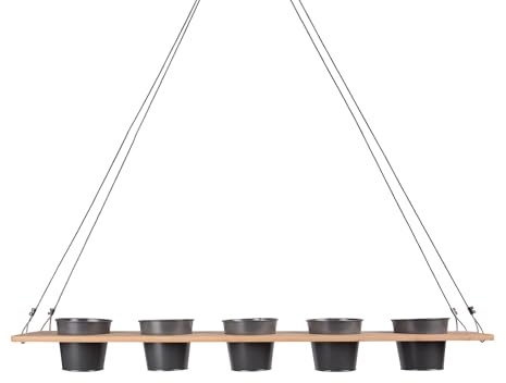 UNUS Kräuterbar Pflanzenregal Grau Bambus 100 x 16 cm Kräuterhalter | Kräuterregal zum Aufhängen mit Drahtseil, für Küche, Balkon, Terrasse, Nachhaltiges Hängeregal für Pflanzen und Kräuter
