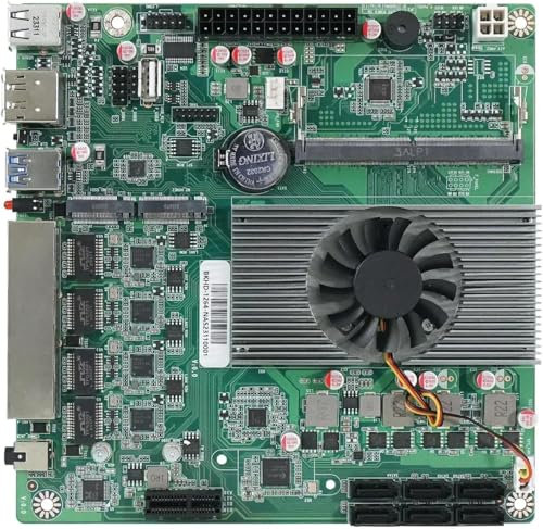 HKUXZR N150 Carte mère industrielle NAS 4 cœurs 4 fils Processeur basse puissance 4 x 2,5 G i226 réseau M.2 Slot 6 x SATA DP HDMI 2.0 PCIE × 1 .1 x M2_ SSD NVME/NGFF+ 1 x M.2_ NVME