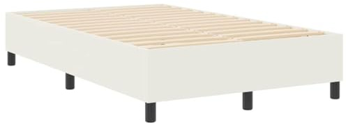 vidaXL Plattformbettgestell Creme 120 x 200 cm Cordstoff, Stylisches modernes Plattformbett, Kiefernholzrahmen, minimalistischen Design, bequemer Schlaf, langlebiges Massivholz