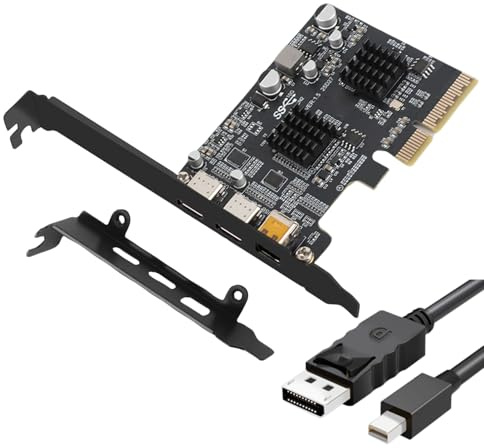 Ouitble Scheda di espansione PCI-E Type-C a 3 porte PCI-E X4/X8/X16 su 2 x USB 3.0 tipo C & DP1.4 uscita video 4K 60Hz supporta USB 3.2 10Gbps trasferimento dati per PC desktop