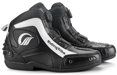 Scarpe da Moto per Uomo e Donna con Protezioni – Stivali Motociclisti Chiusura Rapida, Antiscivolo, Resistenti e Comode