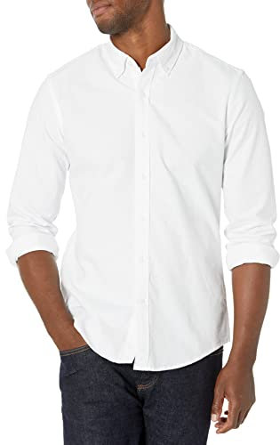Amazon Essentials Chemise Oxford à Manches Longues Coupe Ajustée Homme, Blanc, L