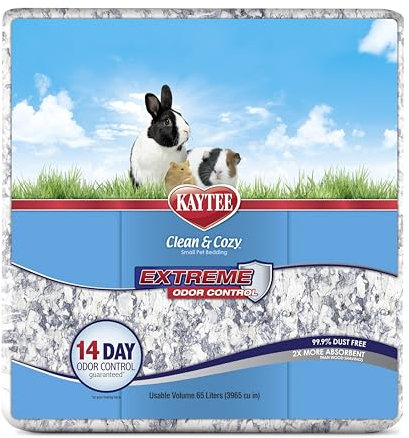 Kaytee Clean & Cozy Streu für kleine Haustiere wie Mäuse, Rennmäuse, Nagetiere, Hamster, Kaninchen, Extremer Geruchskontrolle & saugfähige Papierstreu, 99, 9 % staubfrei, 65L