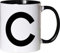 Mister Merchandise Becher Tasse Buchstabe C Kaffee Kaffeetasse liebevoll Bedruckt Anfangsbuchstabe Initial Initialien Weiß-Schwarz