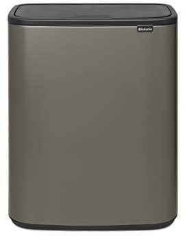 Brabantia Bo Touch mecanismo de apertura con un toque -Cubo de basura 60L, color Platinum