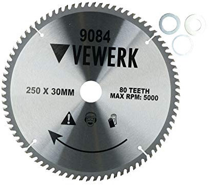 Lame de scie circulaire TCT 250 mm x 30 mm à pointe en carbure de tungstène 80 dents