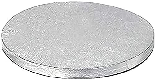 dekora - Base para Tartas Redonda - Diámetro 45 cm - Bandeja de Cartón Rígido Recubierto con Papel de Aluminio - Apto para Contacto Alimentario y Reutilizable - Color Plata