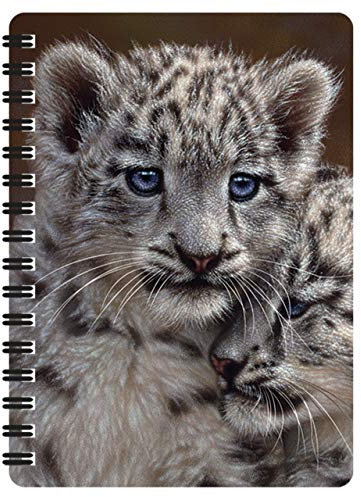 3D LiveLife Jotter - Spielkameraden von Deluxebase. Linsenförmiges 3D Schneeleopard A6 Spiral-Notizbuch. Liniertes Notizbuch mit Kunstwerken, lizenziert vom renommierten Künstler Collin Bogle