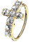 Continuous Ring Piercing Filigrane Creole Kreuz mit Zirkonia Glitzer Kristallen Septum Tragus Helix Nase Lippe Nasenring Ohr Knorpel Gold