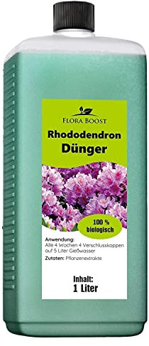 Konfitee Rhododendron Dünger Flora Boost 1000ml I Für bis zu 200L Gießwasser I Blumendünger für Rhododendron Pflanzen I Flüssiger Blatt- & Wurzeldünger I 100% natürlicher Pflanzendünger