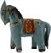 GURU SHOP Deko Pferd, im Antik- Look Bemalt, Holzpferdchen - Blau, Mangoholz, 10x12x4 cm, Tierfiguren
