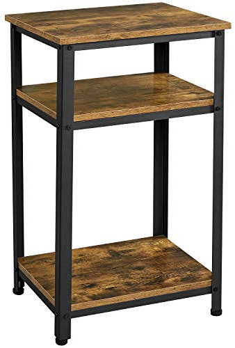 Yaheetech Table d'Appoint Idustrielle, Bout de canapé en Bois Vintage, Table de Chevet avec 3 Étagères de Rangement pour Salon Chambre Bureau Cuisine Brun Rustique 40 x 30 x 74,5 cm