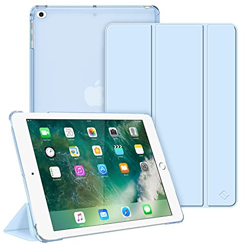 Fintie Funda Compatible con iPad 9.7 (6.ª Gen 2018/5.ª Gen 2017), iPad Air 2 (2014) / Air (2013) - Trasera Transparente Carcasa Ligera con Auto-Reposo/Activación, Azul Claro