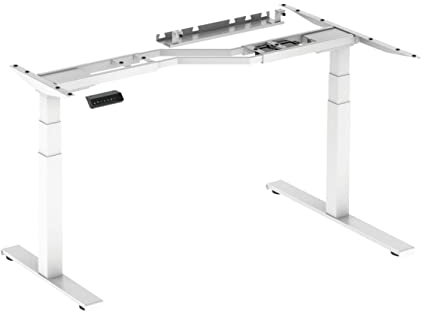 StandXT elektrisch höhenverstellbarer Schreibtisch L-Form - Modell Pro D07-DZL Tischgestell, Höhe 62-128cm, Kollisionsschutz, 125 kg Traglast, Memoryfunktion, Farbe:Tischgestell weiß