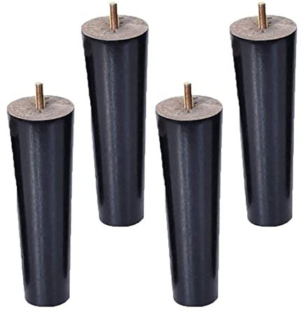 WEITONG 4 Stück Holz Tischbeine, Schwarz Möbelbeine Für Sofa Bett Schrank, Massivholz Konisch Ersatz Möbelfüße, M6 Gewinde Ersatz Für Schrank Bett Füße, Tischbein, Stabil Und Langlebig (Size : 18cm)