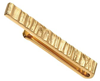 Kuzzoi Herren Krawattennadel strukturiert, Goldene Krawattenklammer (5 mm) für normale Krawatten aus 925er Sterling Silber vergoldet, Krawattenschmuck für Männer mit geriffelten Details
