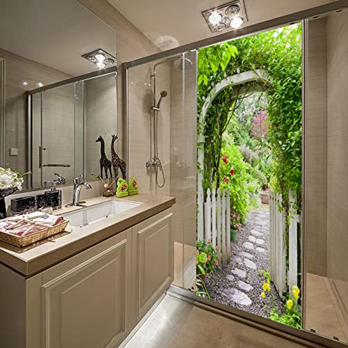 SHOMEY Autocollant De Porte 3D jardin 83 x 204 cm Mural Poster Imperméable Pvc Autocollants De Porte Muraux Cuisine Salle De Bain Chambre D'Enfant Art Decor Affich