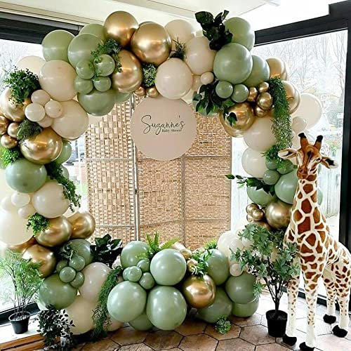 Luftballons Girlande Kit Grün, Ballon Girlande Grün, Avocado Grün Weiß Gold Luftballons Olive Grün Gold Ballons Party Versorgung für Geburtstag, Hochzeit, Abschlussfeier,Baby Shower, Tropische Party