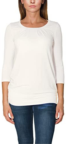 Alkato Damen Viskose Shirt 3/4 Arm Longshirt Top, Farbe: Perlenweiß, Größe: S