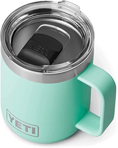 YETI Rambler Mug, Vacuum Insulated Stainless Steel Stackable Mug with Magslider Lid, Seafoam, 10 oz (296 ml)