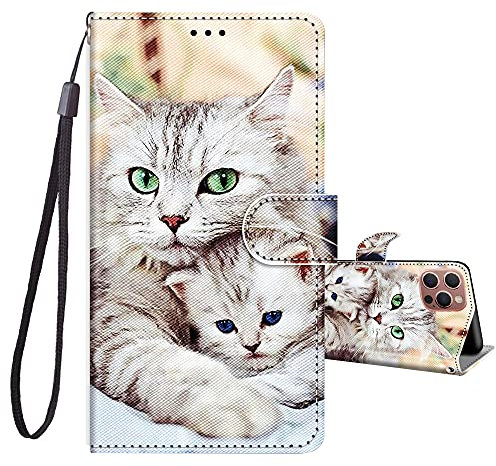 JRIANY for iPhone 14 Pro Max Case 6.7-inch, PU Leather Wallet Case with Card Holder Animal Pattern Cute Design Shockproof Cover Flip Case Compatible with Apple iPhone 14 Pro Max - Cats D