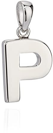 NKlaus 12x10mm Kettenanhänger Buchstabe P Silber 925 anlaufgeschützt glanz Alphabet 10047