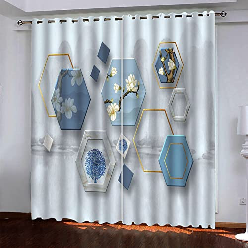 ELGISI Vorhang Blickdicht Ösenschal Verdunkelungsvorhang 3D Digitaldruck Florales Kunstmuster Gardinen Kinderzimmer Wohnzimmer Thermovorhang Ösenvorhänge 2Er Set - 260X280Cm(H X B)