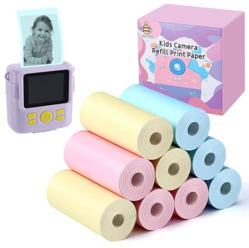 9 Rolls Thermal Paper for Photo Printer - Christmas Birthday Gifts for Girls Boys 4 5 6 7 8 9 10 Years Blue Pink Yellow