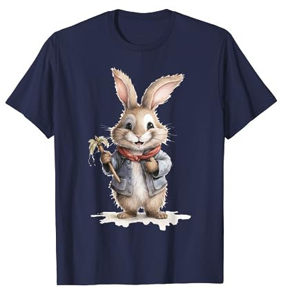 Niedlicher Hase mit rotem Schal und Jeansjacke T-Shirt